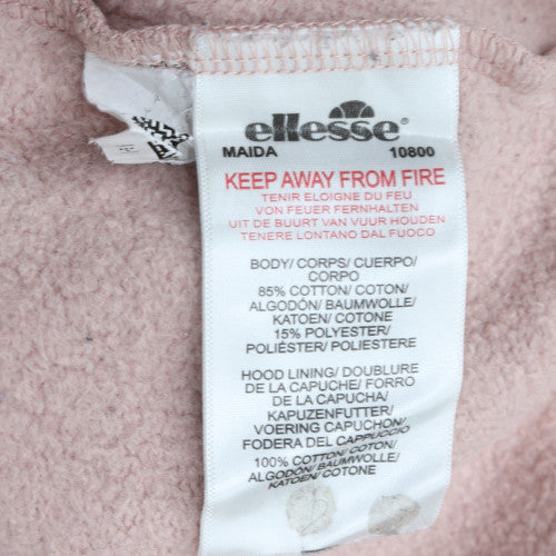 Ellesse Womens Pink Pullover Hoodie UK 8 Cotton Blend Casual Sweatshirt