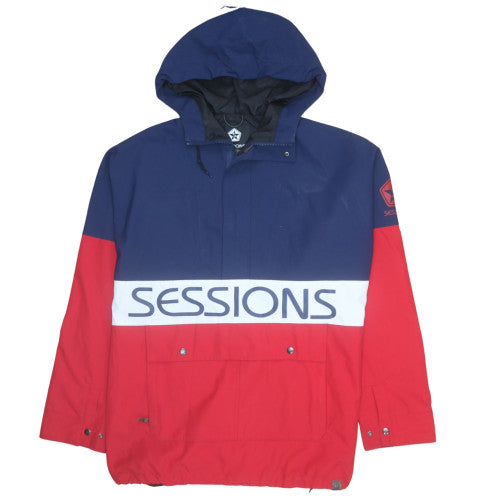 Sessions Men's Blue Red Hooded Waterproof Ski Jacket Size L