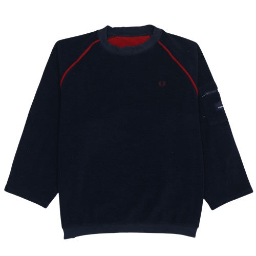 Fred Perry Men's Navy Blue Fleece Sweatshirt XL Crew Neck Pullover