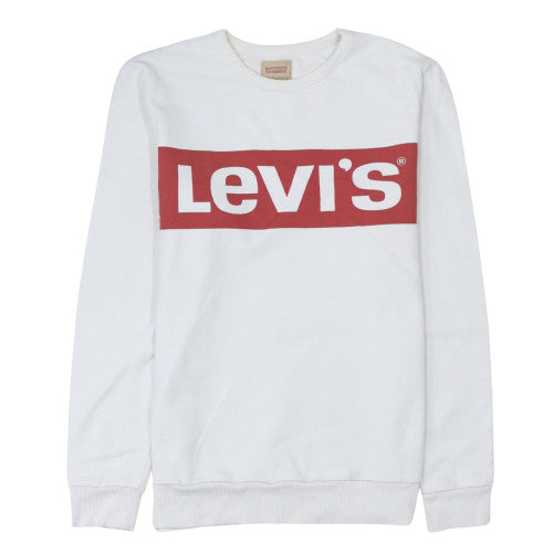 Levi's Women's White Cotton Logo Pullover Sweatshirt Size 16