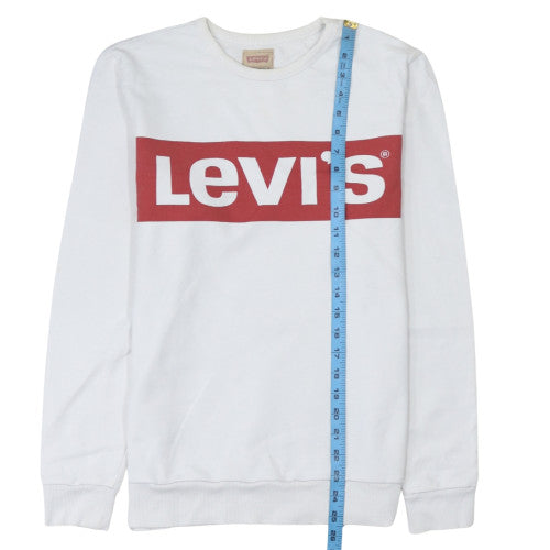 Levi's Women's White Cotton Logo Pullover Sweatshirt Size 16