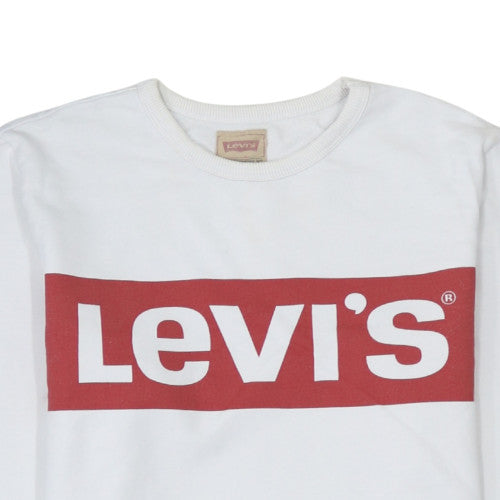 Levi's Women's White Cotton Logo Pullover Sweatshirt Size 16