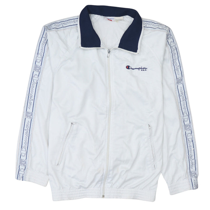 Champion Men's White Full Zip Retro Sports Sweatshirt S