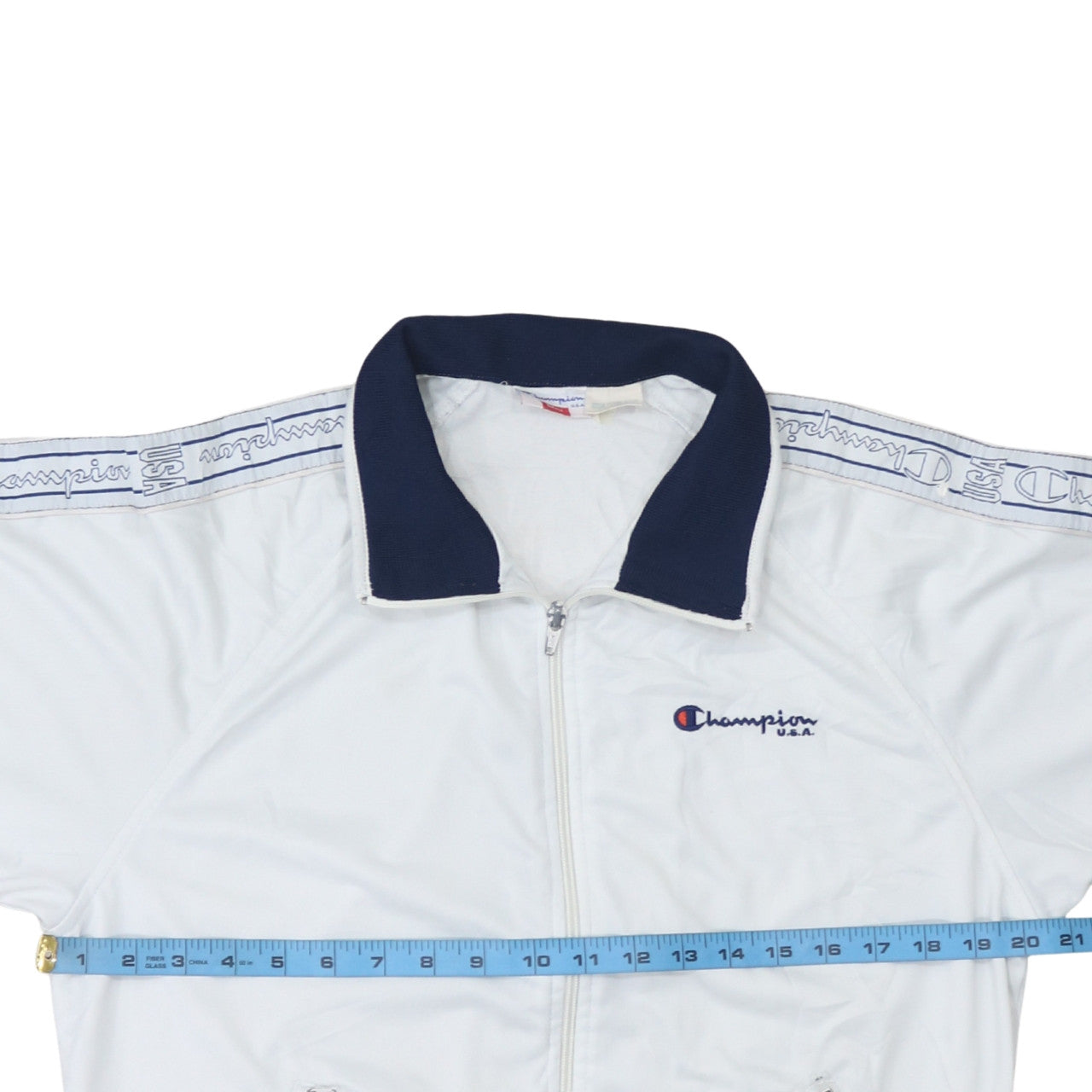 Champion Men's White Full Zip Retro Sports Sweatshirt S
