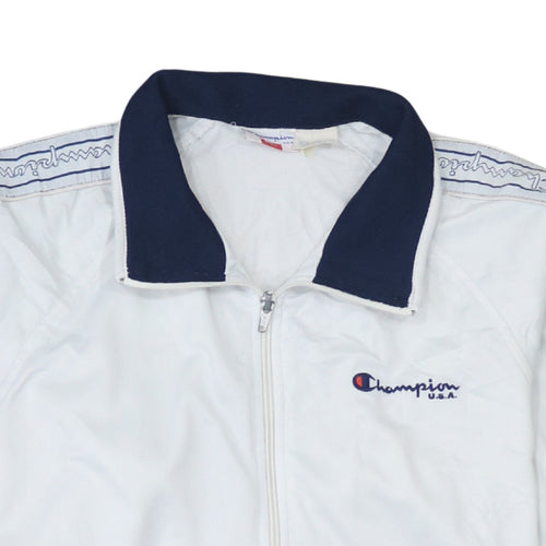Champion Men's White Full Zip Retro Sports Sweatshirt S