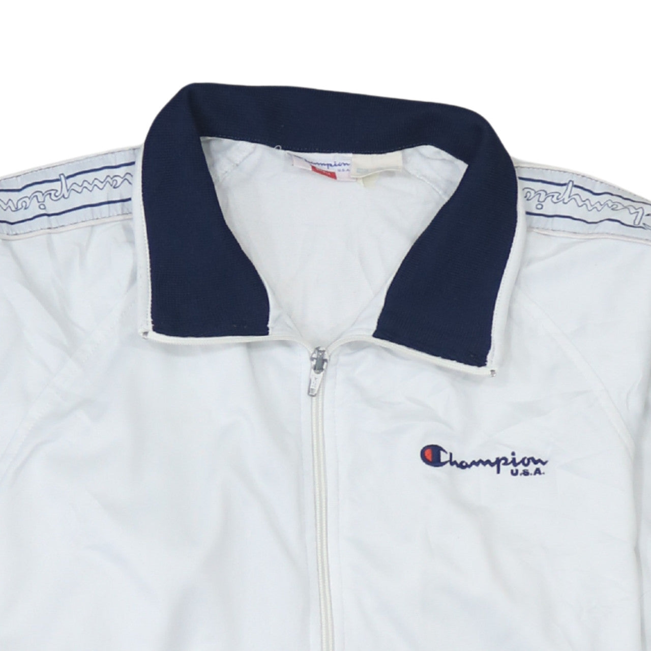 Champion Men's White Full Zip Retro Sports Sweatshirt S