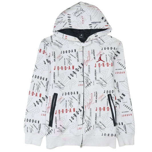 Nike Air Jordan Men's White Graphic Full Zip Hoodie Size M
