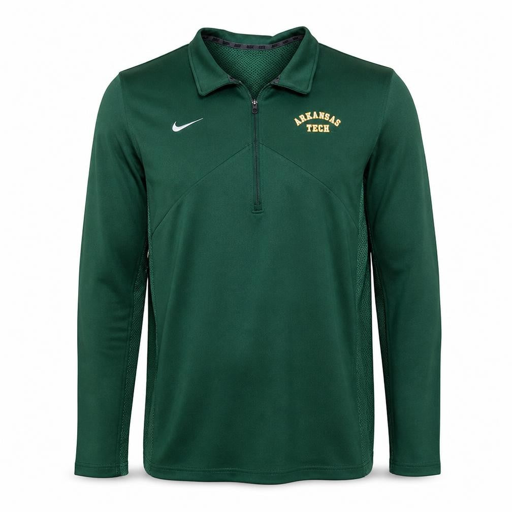 Front view of Nike Men’s Green Arkansas Tech Dri-FIT 1/4 Zip Sweatshirt L