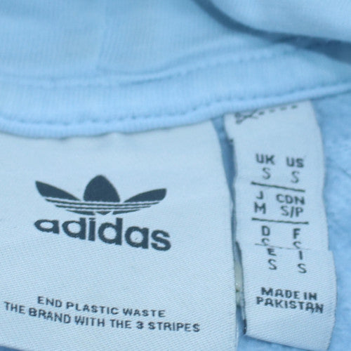 Adidas Men Blue Pullover Hoodie Fleece Logo S Regular Fit