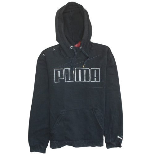 Puma Men's Black Pullover Hoodie Size M Logo Fleece Sweatshirt