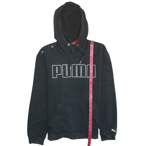 Puma Men's Black Pullover Hoodie Size M Logo Fleece Sweatshirt