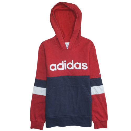 Adidas Boys Red & Navy Colourblock Pullover Hoodie Size 13-14 Years