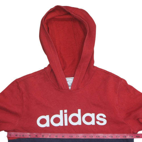Adidas Boys Red & Navy Colourblock Pullover Hoodie Size 13-14 Years