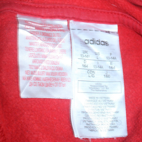 Adidas Boys Red & Navy Colourblock Pullover Hoodie Size 13-14 Years