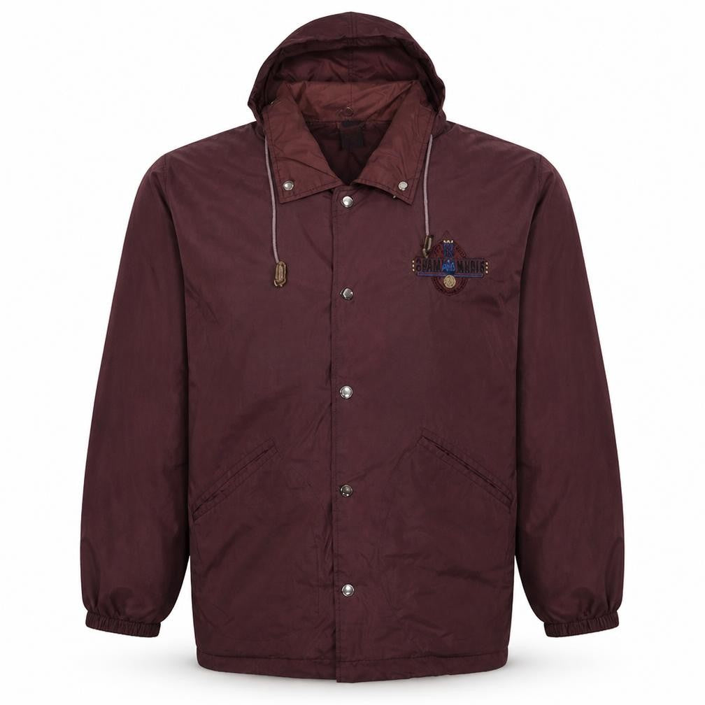 Front view of Jinglers Men’s Brown Hooded Rain Coat Jacket 42/44 Regular Fit