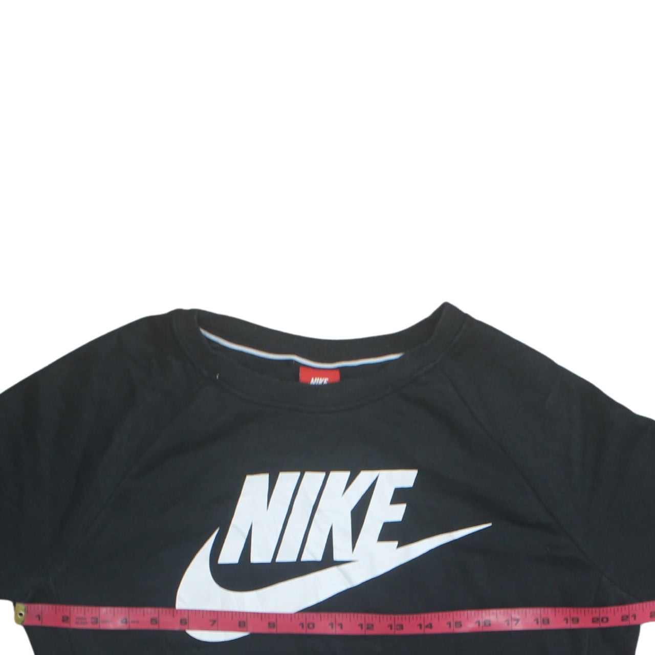 Nike Women Black Pullover Sweatshirt Medium Cotton Blend Logo Crew Neck