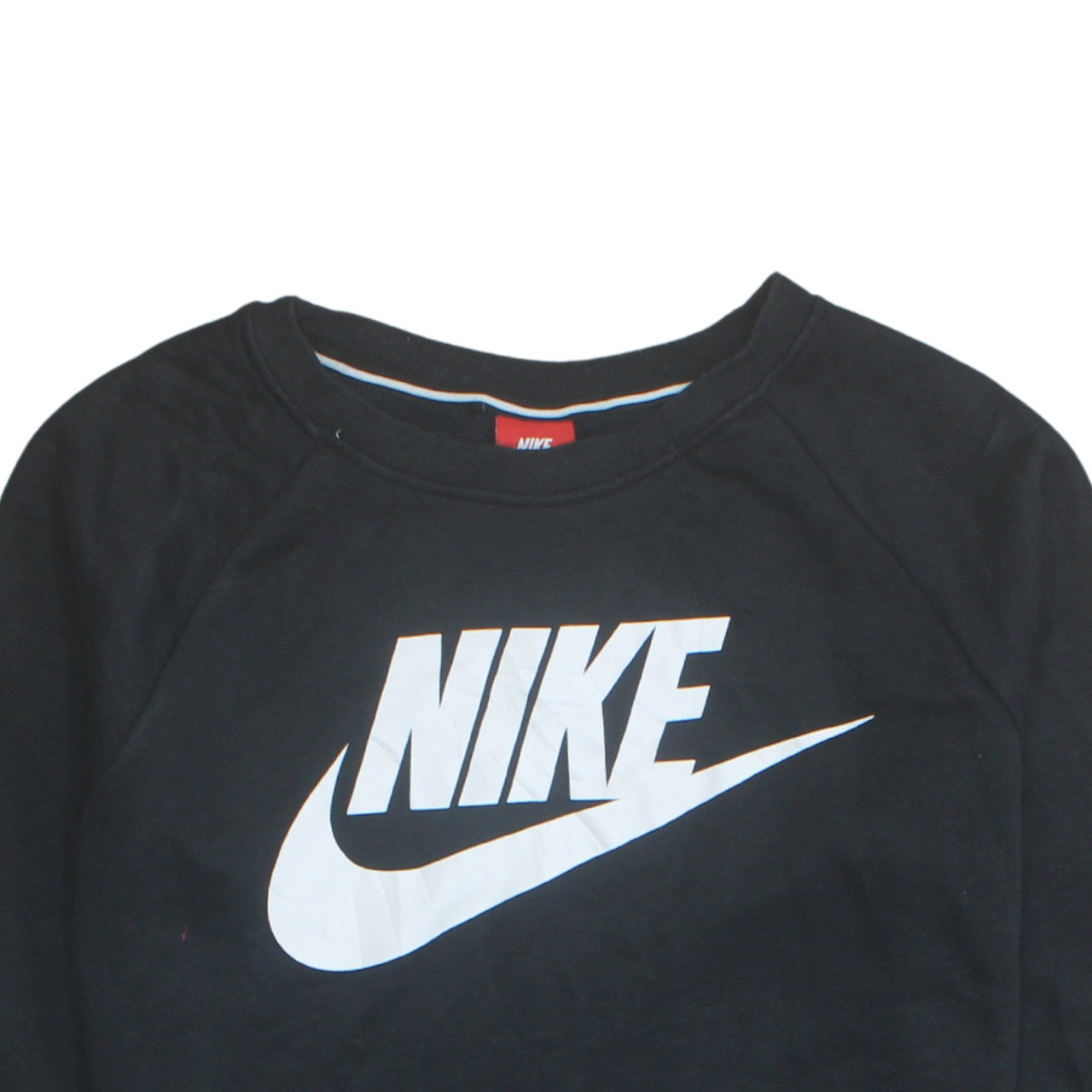 Nike Women Black Pullover Sweatshirt Medium Cotton Blend Logo Crew Neck