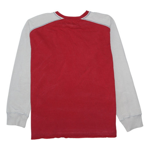Tommy Hilfiger Denim Mens Red Grey XL Sweatshirt Crew Neck Cotton