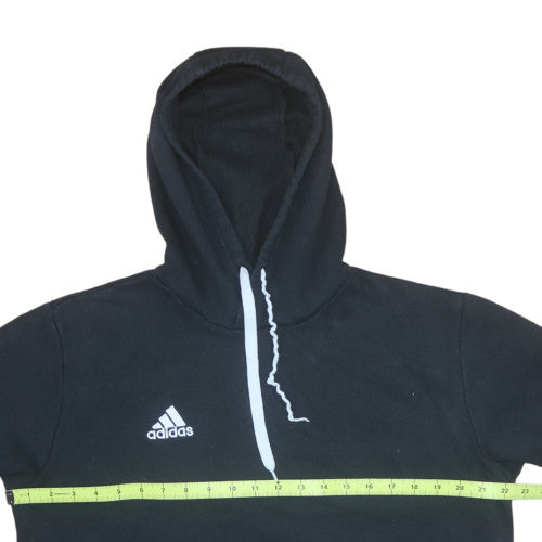 Adidas Men Black Pullover Hoodie L Fleece Logo Sportswear