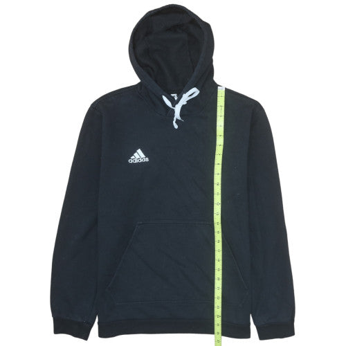 Adidas Men Black Pullover Hoodie L Fleece Logo Sportswear