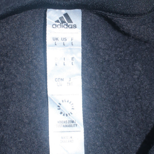 Adidas Men Black Pullover Hoodie L Fleece Logo Sportswear