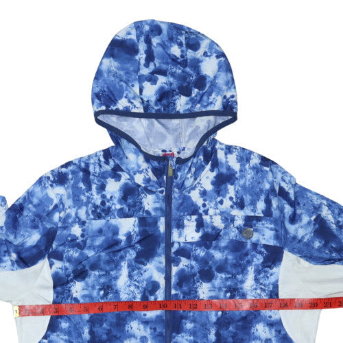 Cecilia Sport Womens Blue Hooded Windbreaker Jacket Size L