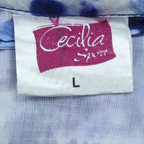 Cecilia Sport Womens Blue Hooded Windbreaker Jacket Size L