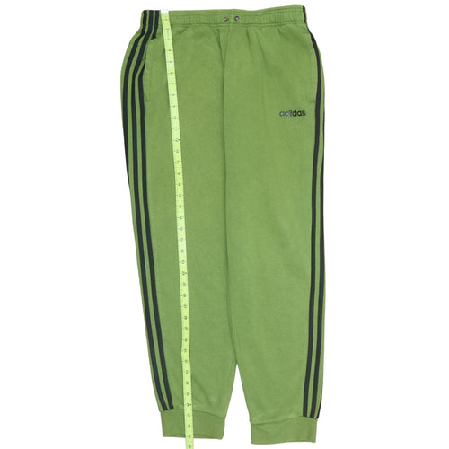 adidas Mens Green Sweatpants L Regular Fit Fleece Tapered Trousers
