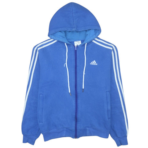 Adidas Mens Blue Full Zip Hoodie Size L Sports Fleece Jacket