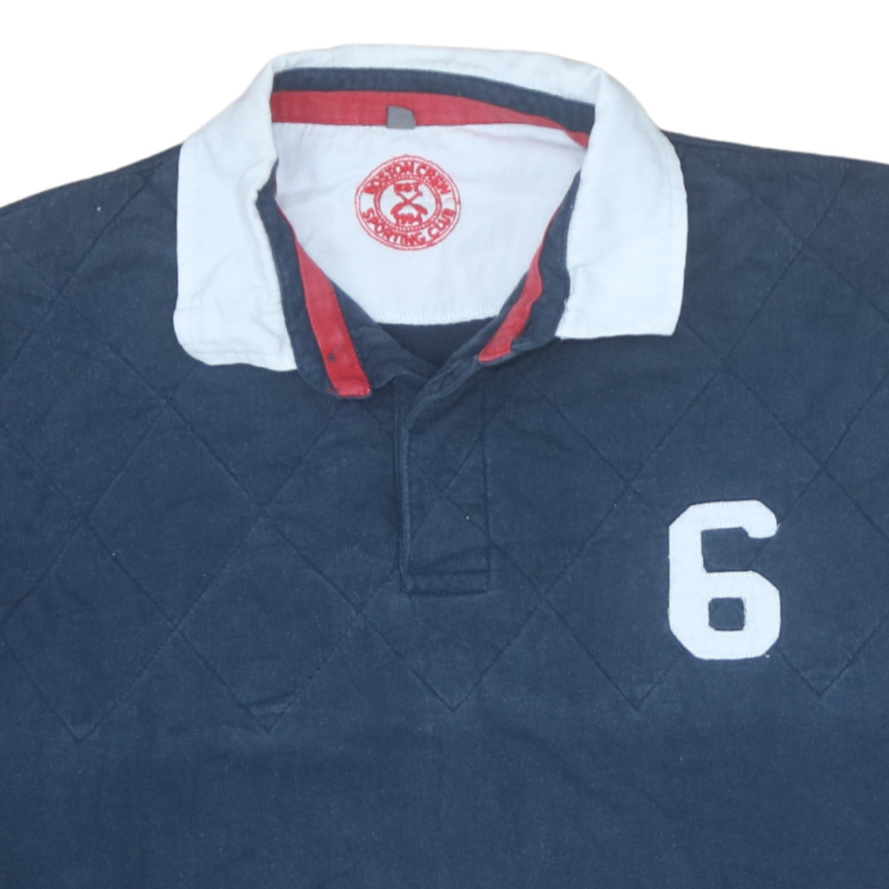 George Men's Blue XL Rugby Style Long Sleeve Polo Shirt