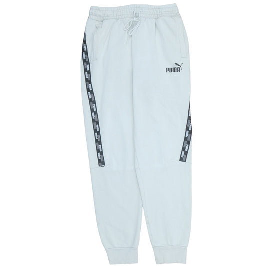 Puma Men's White Jogger Sweatpants M Logo Tape Regular Fit