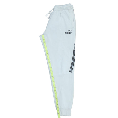 Puma Men's White Jogger Sweatpants M Logo Tape Regular Fit