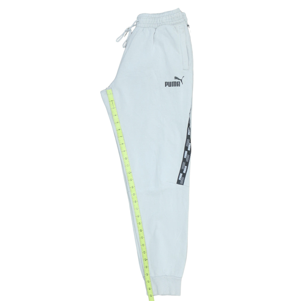 Puma Men's White Jogger Sweatpants M Logo Tape Regular Fit