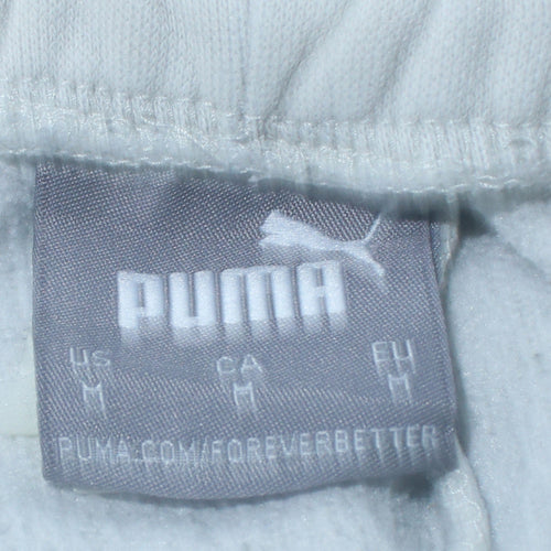 Puma Men's White Jogger Sweatpants M Logo Tape Regular Fit