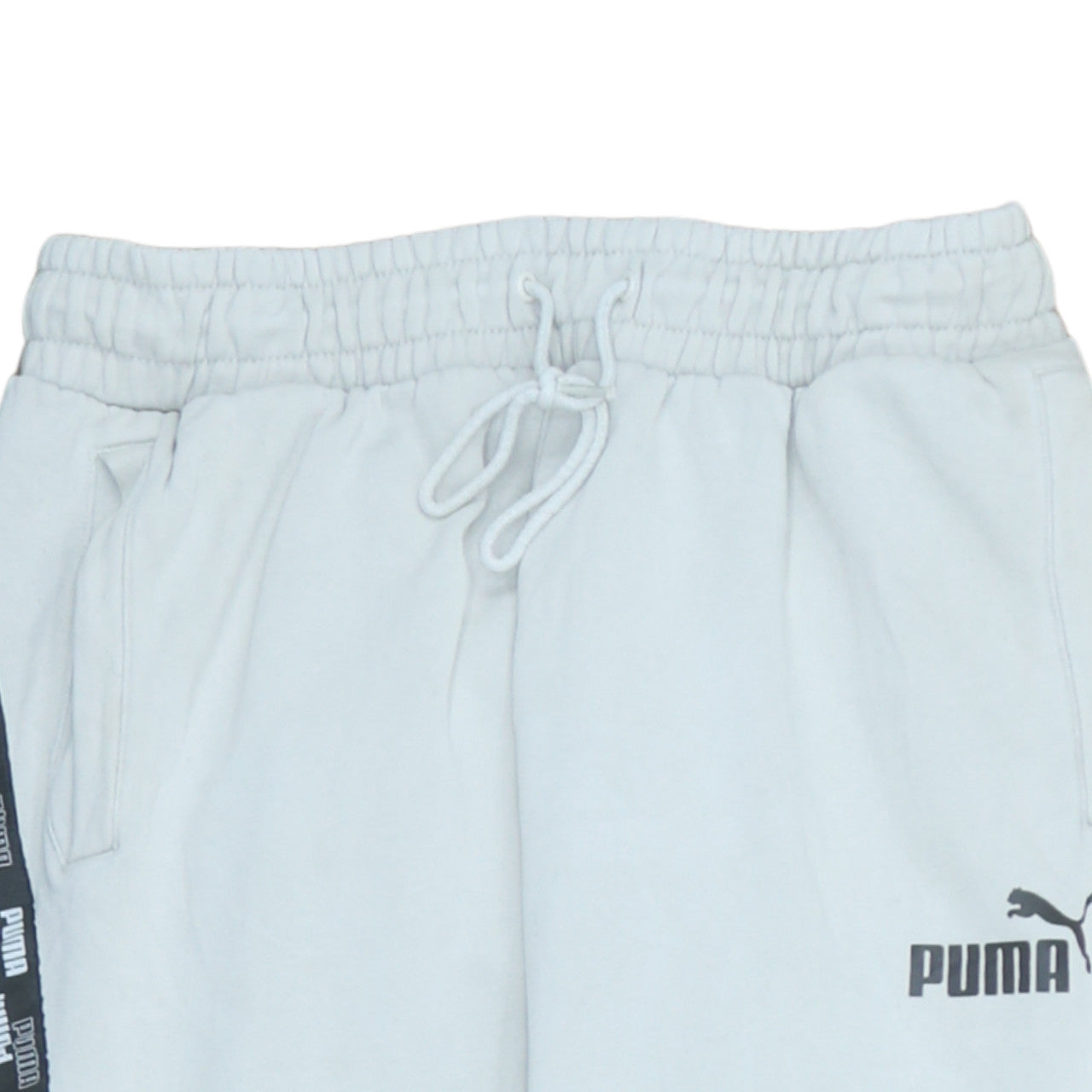 Puma Men's White Jogger Sweatpants M Logo Tape Regular Fit