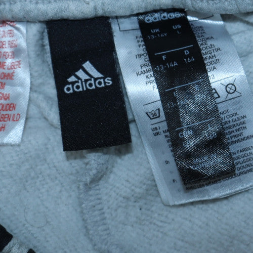 Adidas Boys Grey Jogger Trousers 13-14 Years Elastic Waist Fleece Sportswear