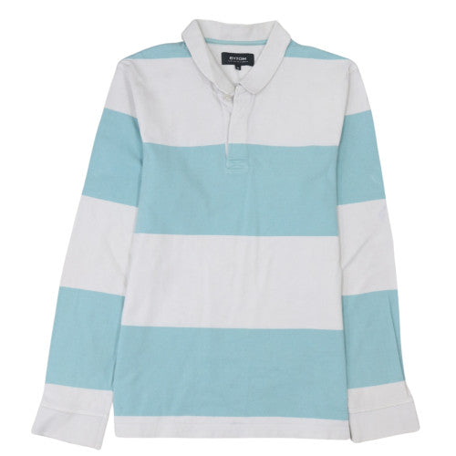 Bytom Men's Blue & White Striped Long Sleeve Polo Shirt M