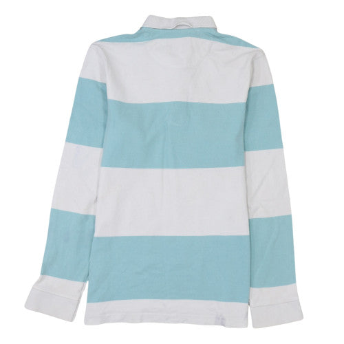 Bytom Men's Blue & White Striped Long Sleeve Polo Shirt M