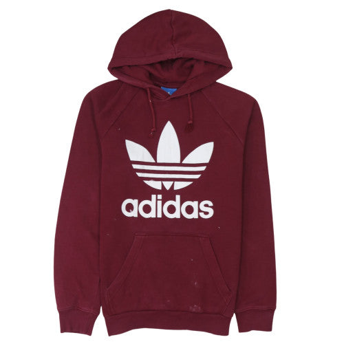 adidas Men's Red Pullover Hoodie Small Logo Graphic Fleece