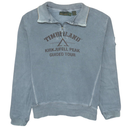 Timberland Men's Blue 1/4 Zip Sweatshirt Kirkjufell Peak Cotton M