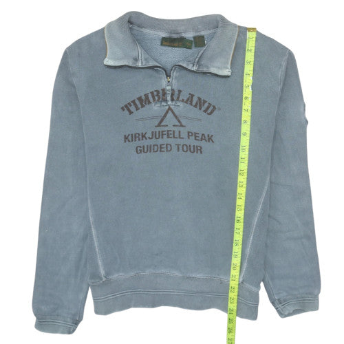 Timberland Men's Blue 1/4 Zip Sweatshirt Kirkjufell Peak Cotton M