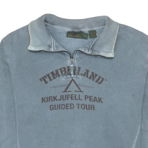 Timberland Men's Blue 1/4 Zip Sweatshirt Kirkjufell Peak Cotton M
