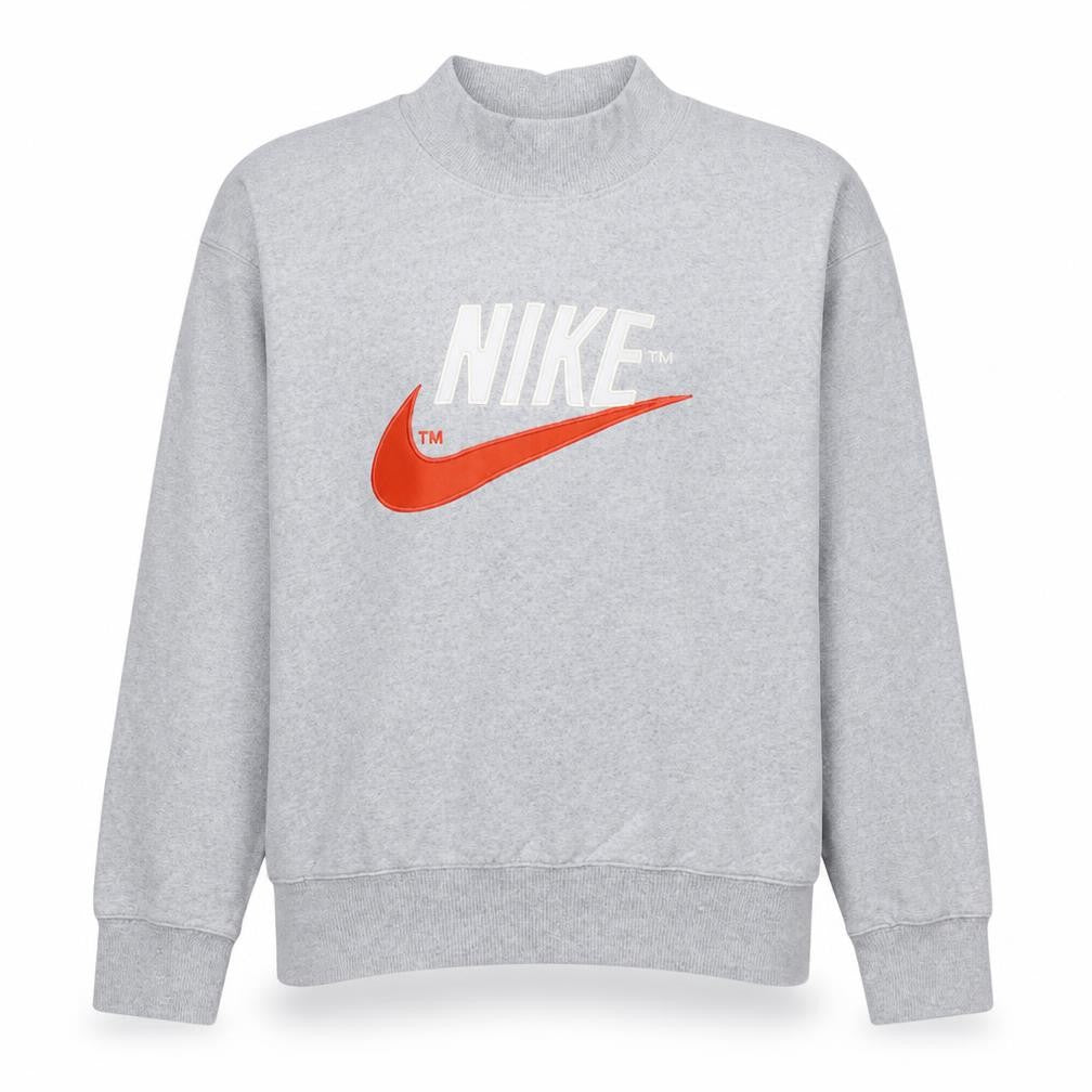 Front view of Nike Men's Grey Pullover Sweatshirt M Regular Fit Crew Neck