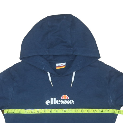 Ellesse Women's Navy Crop Pullover Hoodie Size 10 Cotton Blend