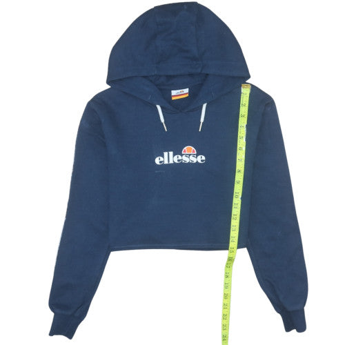 Ellesse Women's Navy Crop Pullover Hoodie Size 10 Cotton Blend