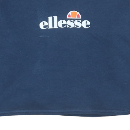 Ellesse Women's Navy Crop Pullover Hoodie Size 10 Cotton Blend
