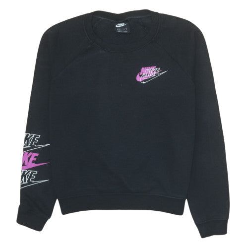 Nike Womens Black XS Pullover Crew Neck Logo Sweatshirt