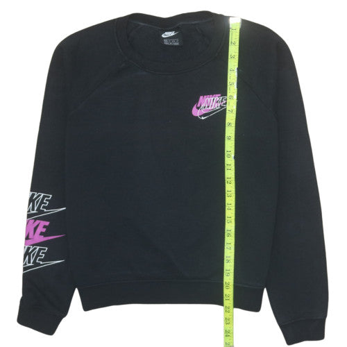 Nike Womens Black XS Pullover Crew Neck Logo Sweatshirt