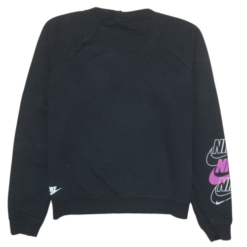 Nike Womens Black XS Pullover Crew Neck Logo Sweatshirt
