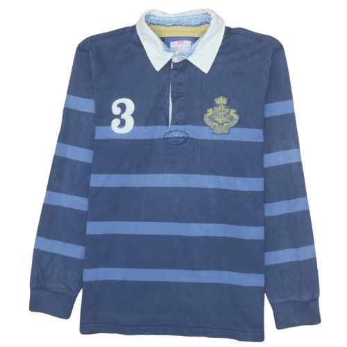 Joules Men's Blue Long Sleeve Rugby Polo Shirt Size M Cotton